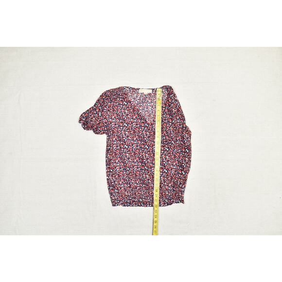 Michael Kors Women's Blouse Floral V-Neck Smocked Hem Top Regular Size M - Picture 5 of 8